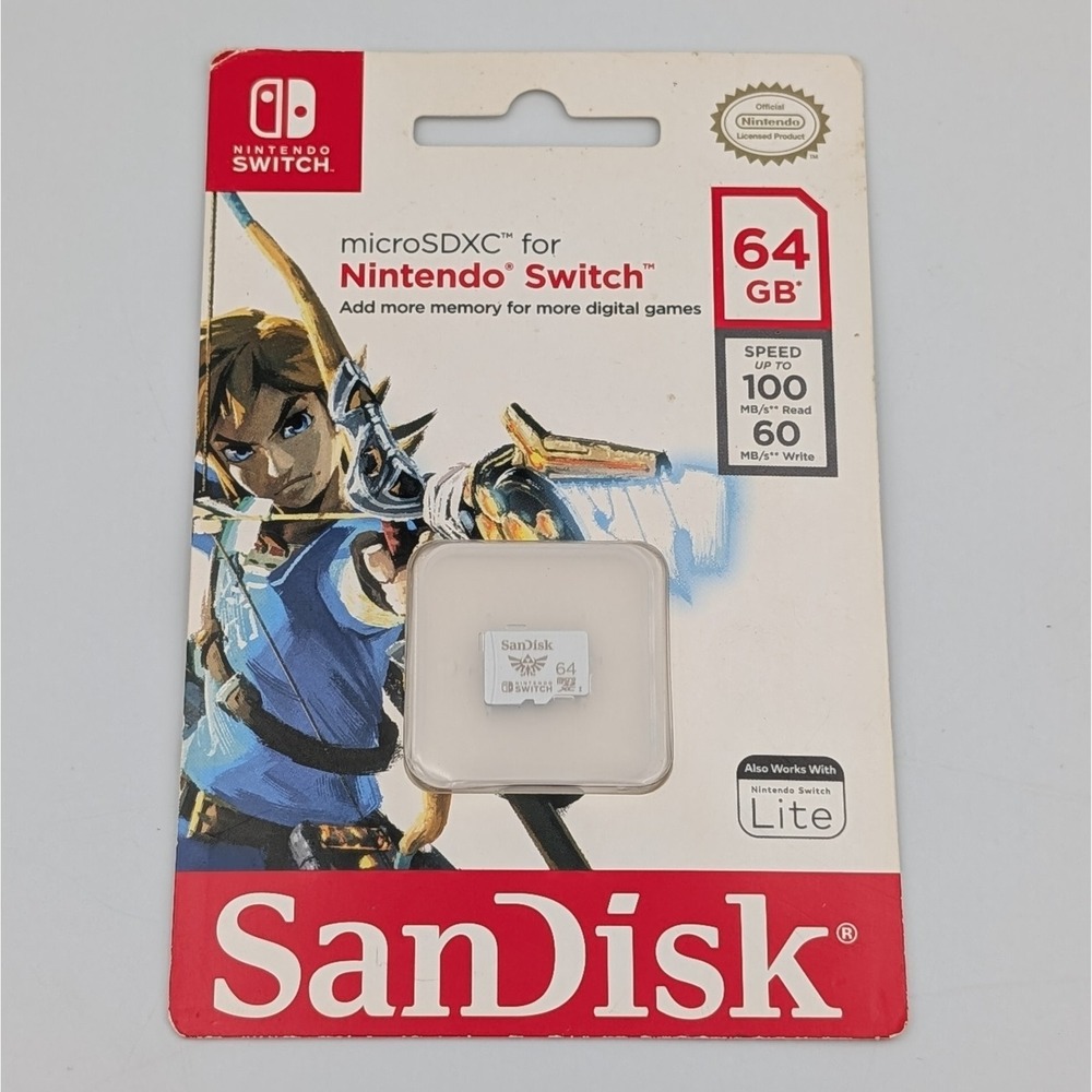 SanDisk 64GB Nintendo Switch MicroSDXC Memory Card Zelda Link Edition High Speed